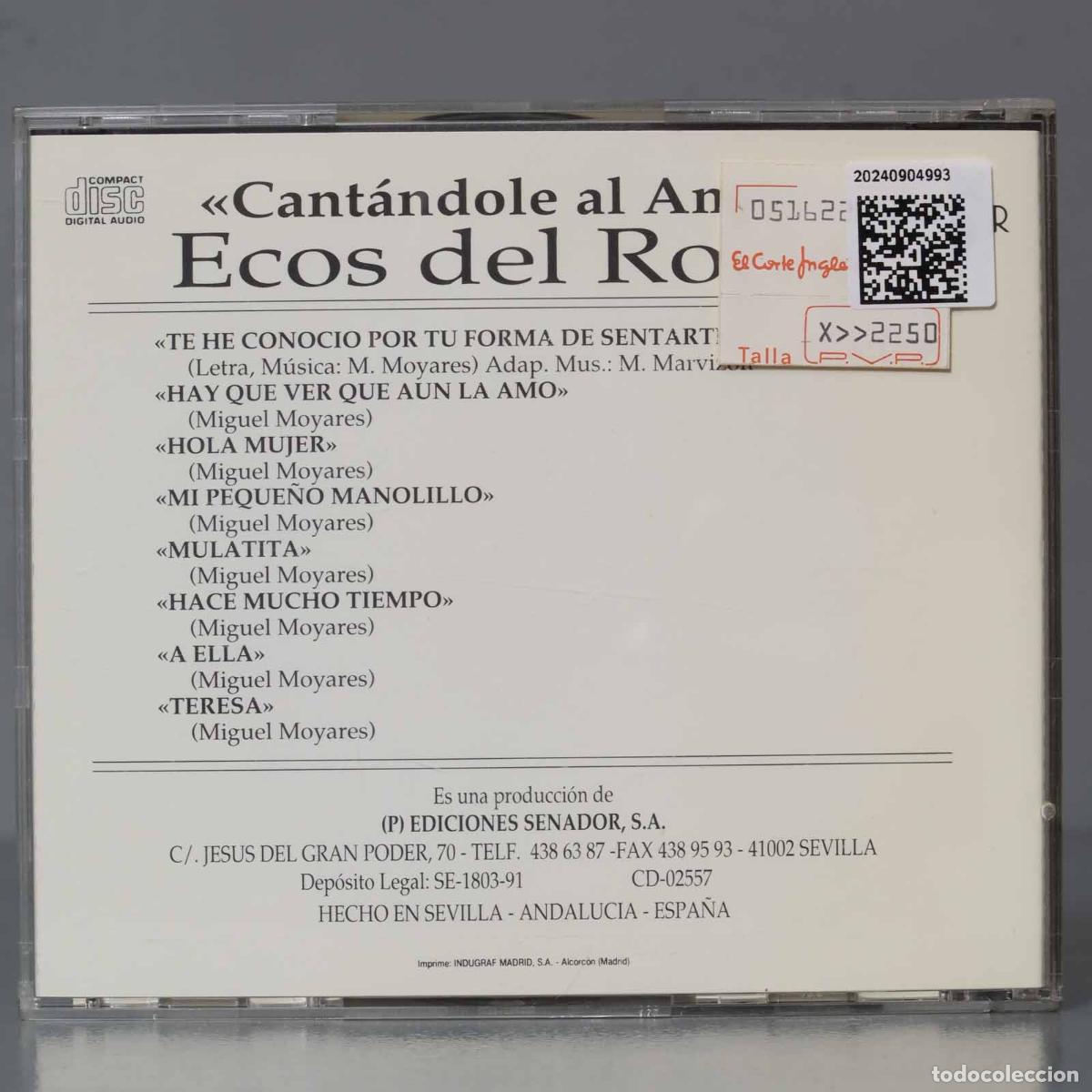 CDs de m&uacute;sica: CD. ECOS DEL ROCIO CANTANDOLE AL AMOR - Foto 2