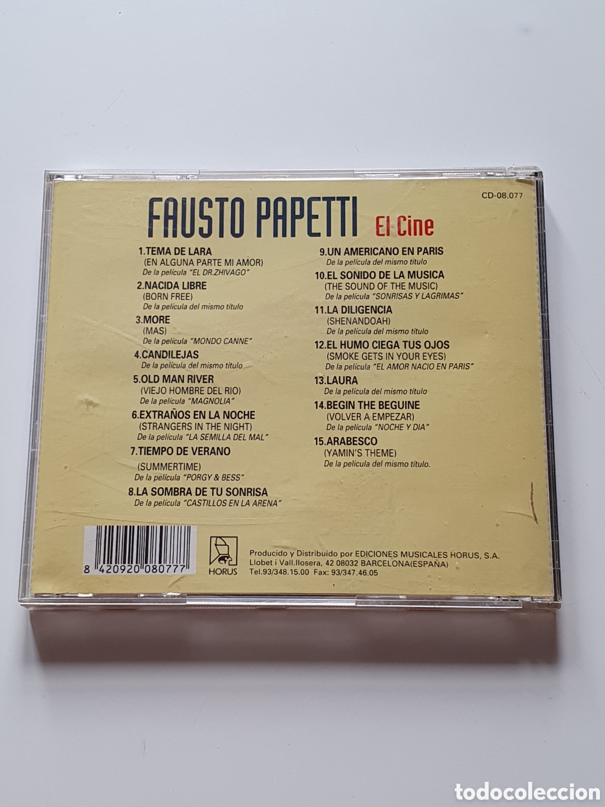 CDs de m&uacute;sica: Cd-16. Fausto Papetti El Cine. - Foto 2
