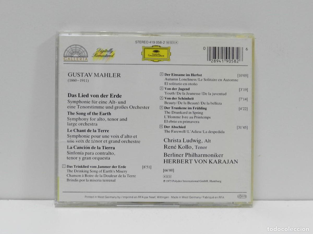 CDs de m&uacute;sica: DISCO CD. Gustav Mahler &ndash; Das Lied Von Der Erde. COMPACT DISC. - Foto 2