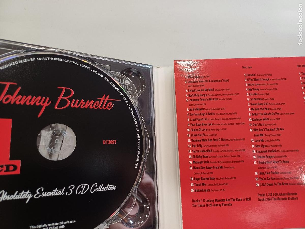 CDs de m&uacute;sica: JOHNNY BURNETTE/THE ABSOLUTELY ESSENTIAL/CD DIGIPACK 3 DISCOS. - Foto 3