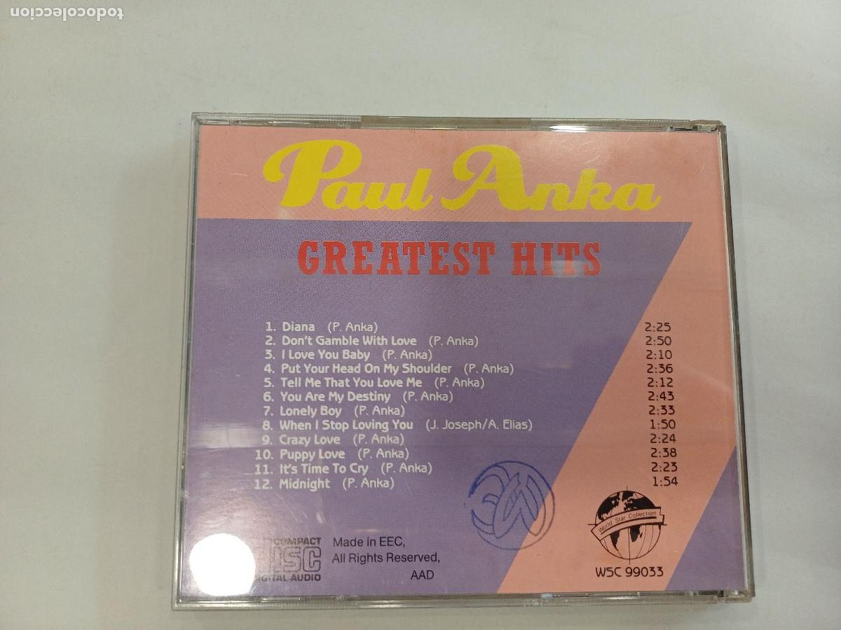 CDs de m&uacute;sica: PAUL ANKA/GREATEST HITS/CD. - Foto 3