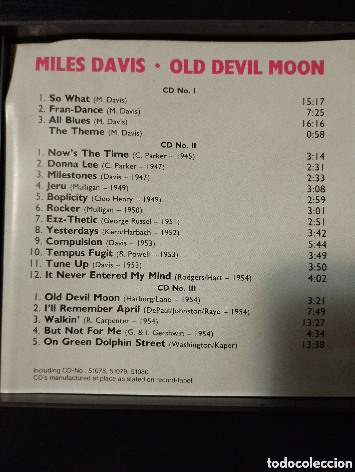 CDs de m&uacute;sica: Miles Davis &ndash; Old Devil Moon. 3XCD. &Aacute;LBUM. 1988 - Foto 3