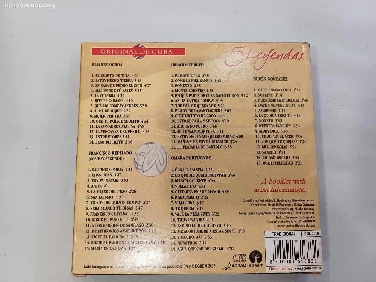 CDs de m&uacute;sica: ORIGINAL DE CUBA/5 LEYENDAS/5 CDS. - Foto 4