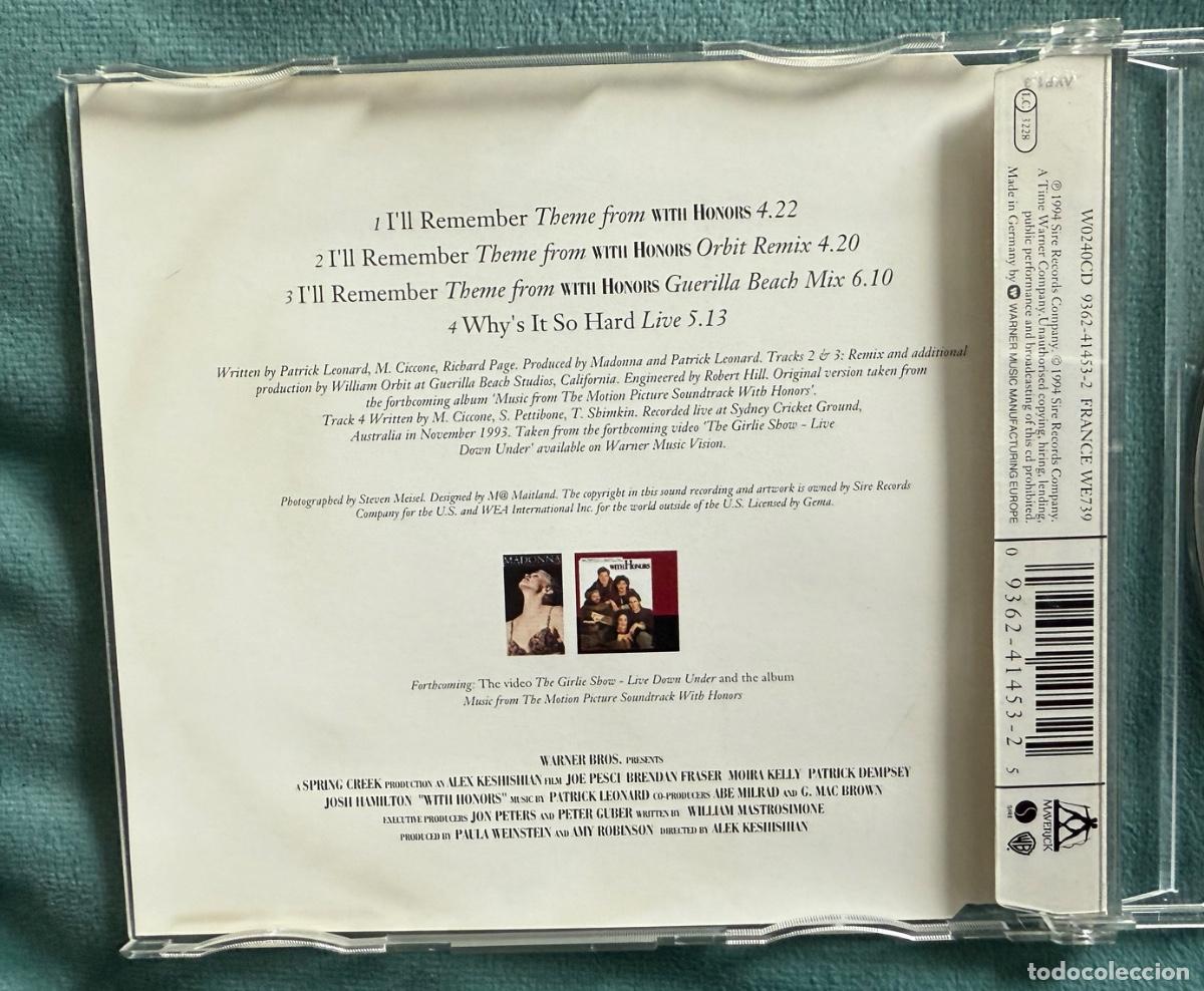 CDs de m&uacute;sica: Madonna - I&acute;LL Remember *4 - 9362 41453-2 - Cd Single - Germany - Foto 2