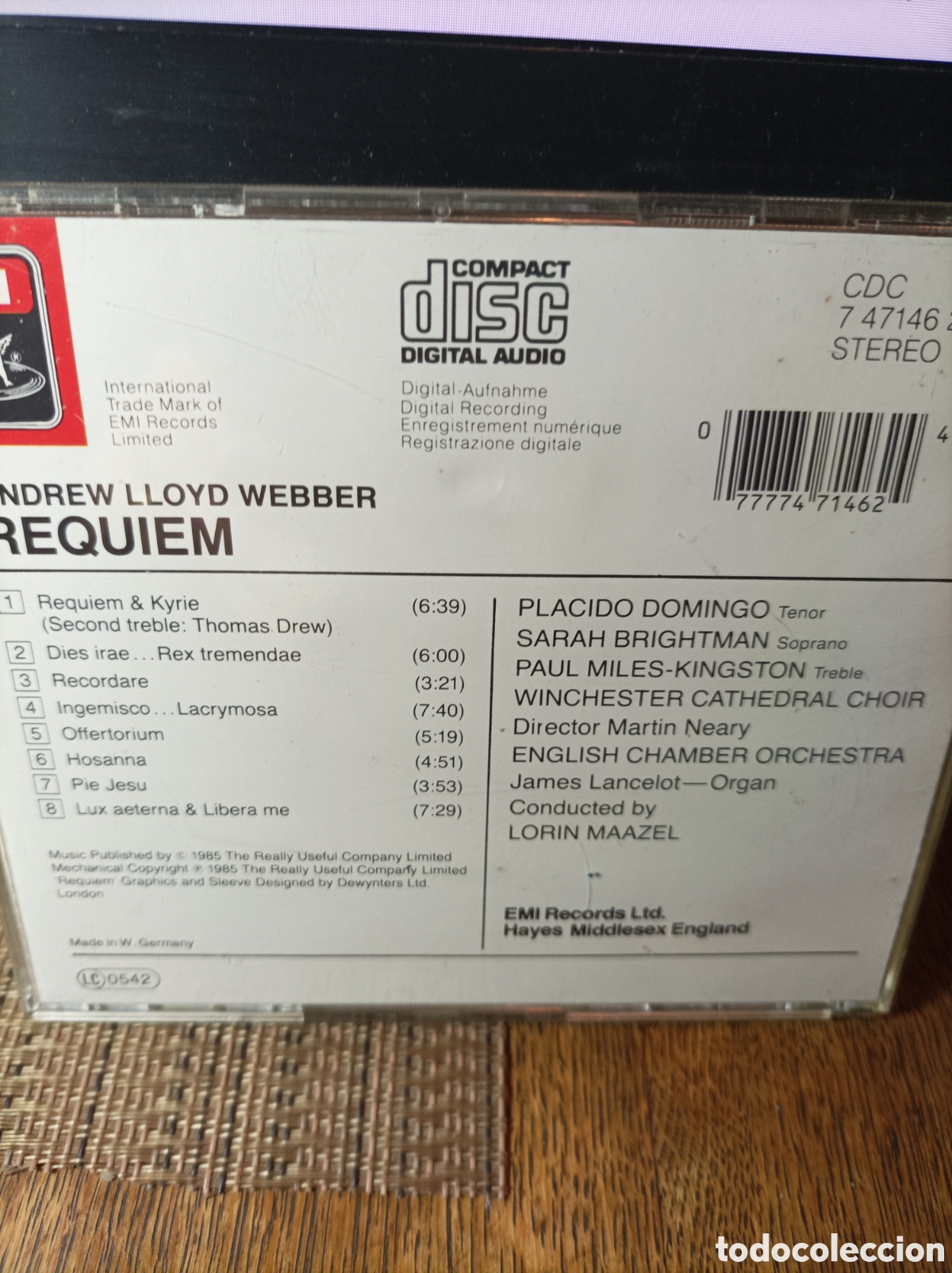 CDs de m&uacute;sica: R&eacute;quiem. Andrew lloyd webber. Pl&aacute;cido Domingo. Cd - Foto 2