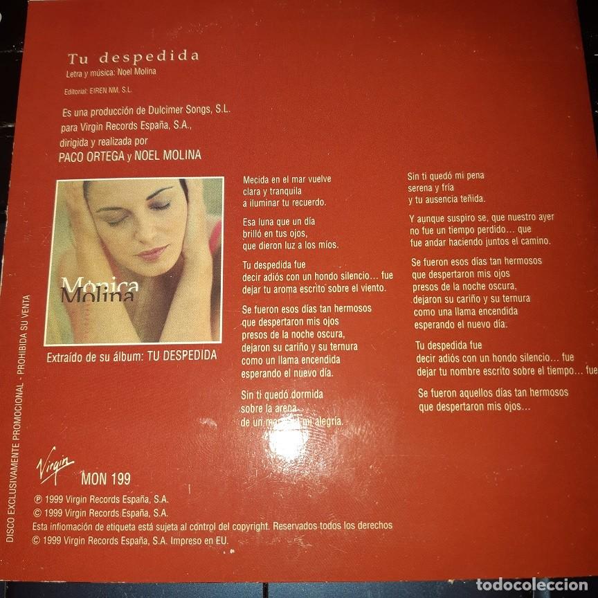 CDs de m&uacute;sica: MONICA MOLINA CD SINGLE TU DESPEDIDA - Foto 2