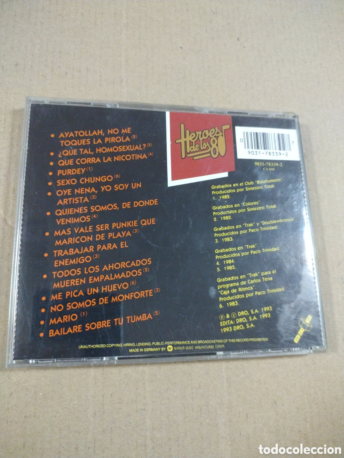 CDs de m&uacute;sica: SINIESTRO TOTAL. HEROES DE LOS 80S. CD - Foto 2