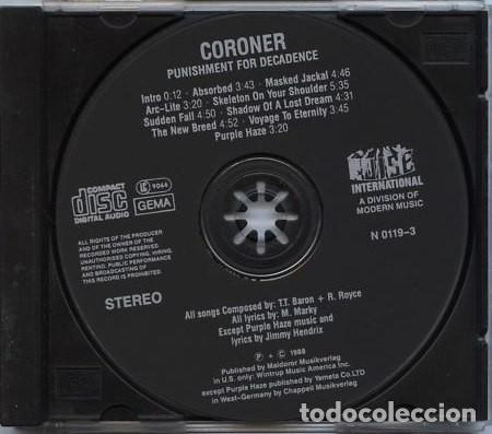 CDs de m&uacute;sica: Coroner &ndash; Punishment For Decadence - Foto 2