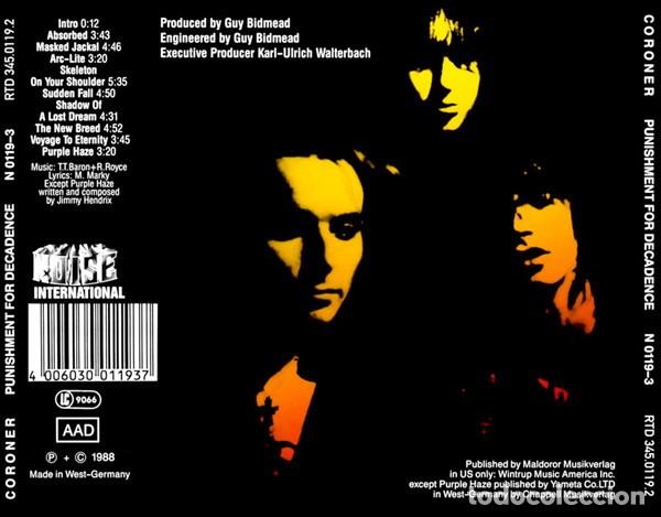 CDs de m&uacute;sica: Coroner &ndash; Punishment For Decadence - Foto 4