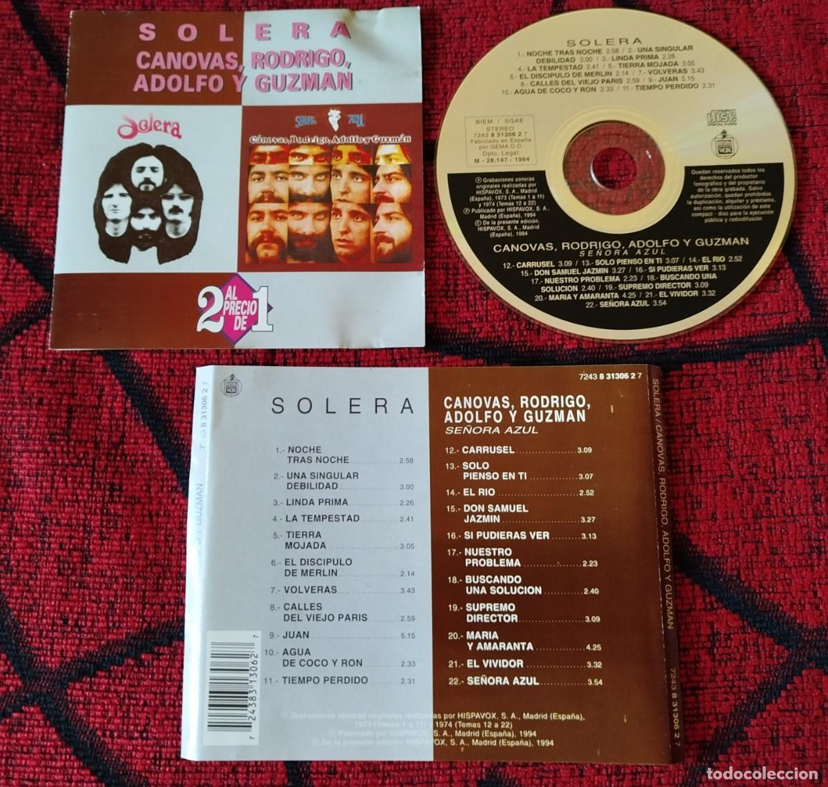 Music CDs: SOLERA, CANOVAS, RODRIGO, ADOLFO Y GUZMAN **Solera / Se&ntilde;ora Azul** CD 1994