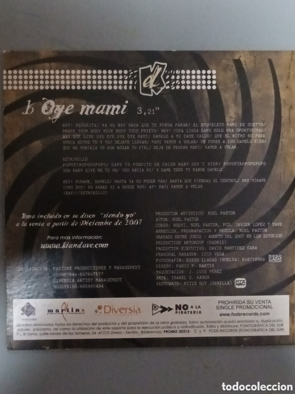 CDs de m&uacute;sica: Kian dave maxicd oye mami - Foto 2