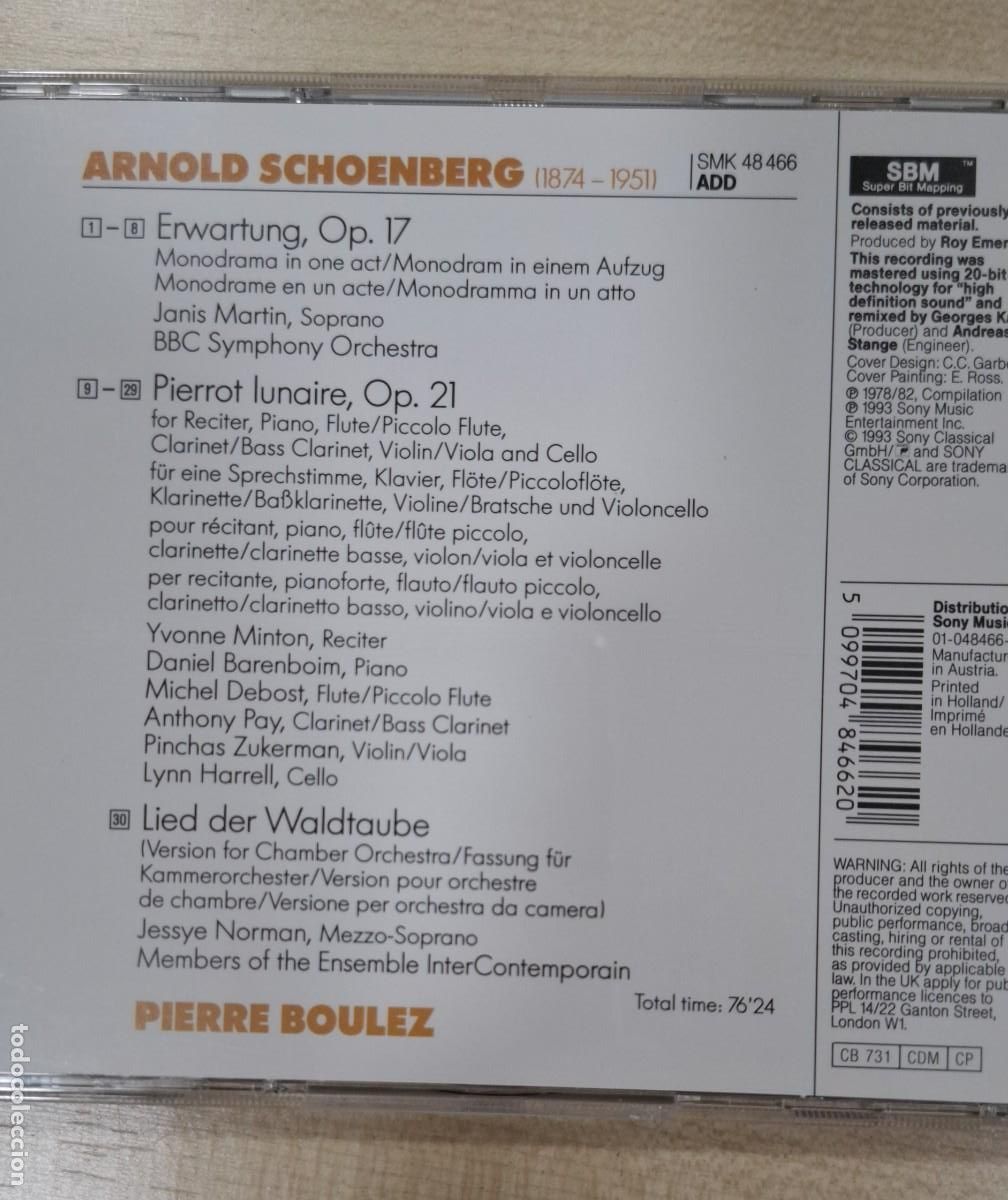 CDs de m&uacute;sica: ARNOLD SCHOENBERG: LOTE DE 8 CD (Dirige: Pierre Boulez) - Foto 6