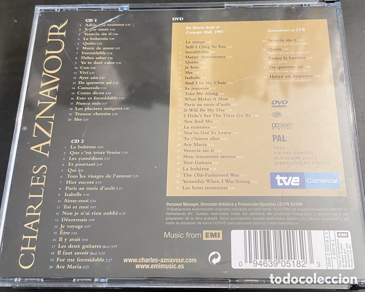 CDs de m&uacute;sica: Charles Aznavour Grandes &Eacute;xitos 2 CD&rsquo;s y un DVD - Foto 2