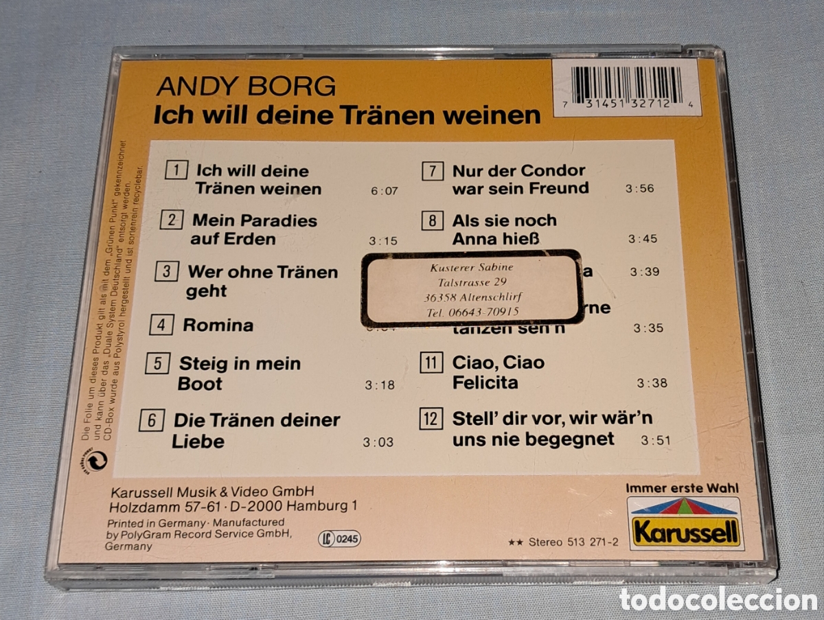 CDs de m&uacute;sica: CD ANDY BORG, GERMANY - Foto 3