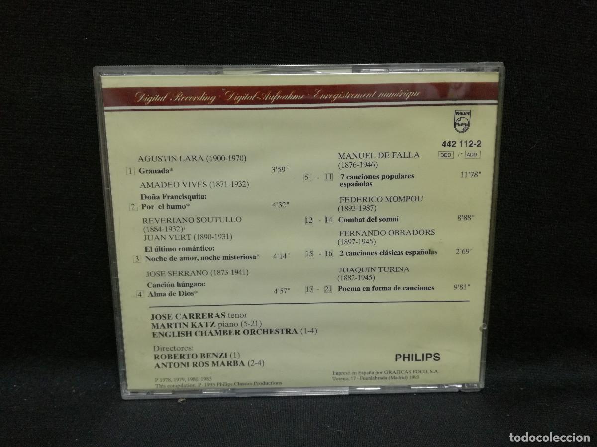 CDs de m&uacute;sica: CD - CANCIONES ESPA&Ntilde;OLAS - JOSE CARRERAS - Foto 2