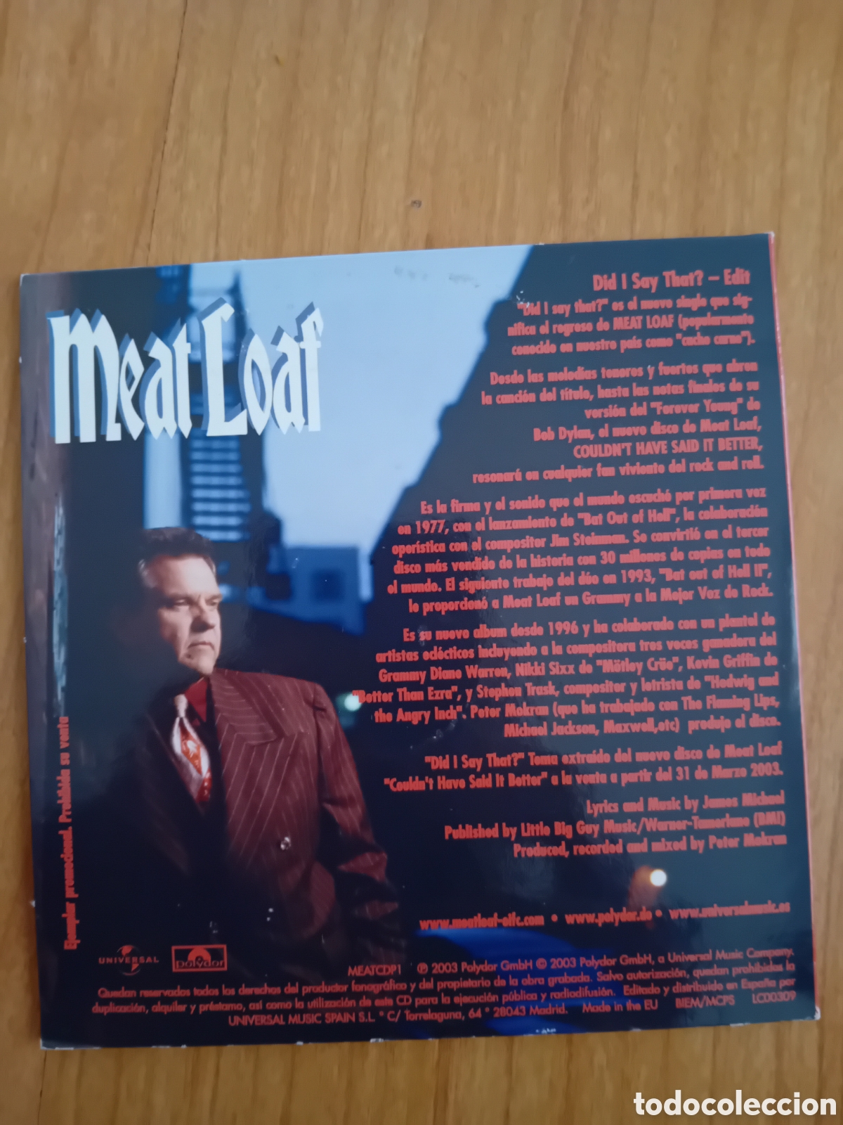 CDs de m&uacute;sica: MEAT LOAF. DID I SAY THAT - Foto 2