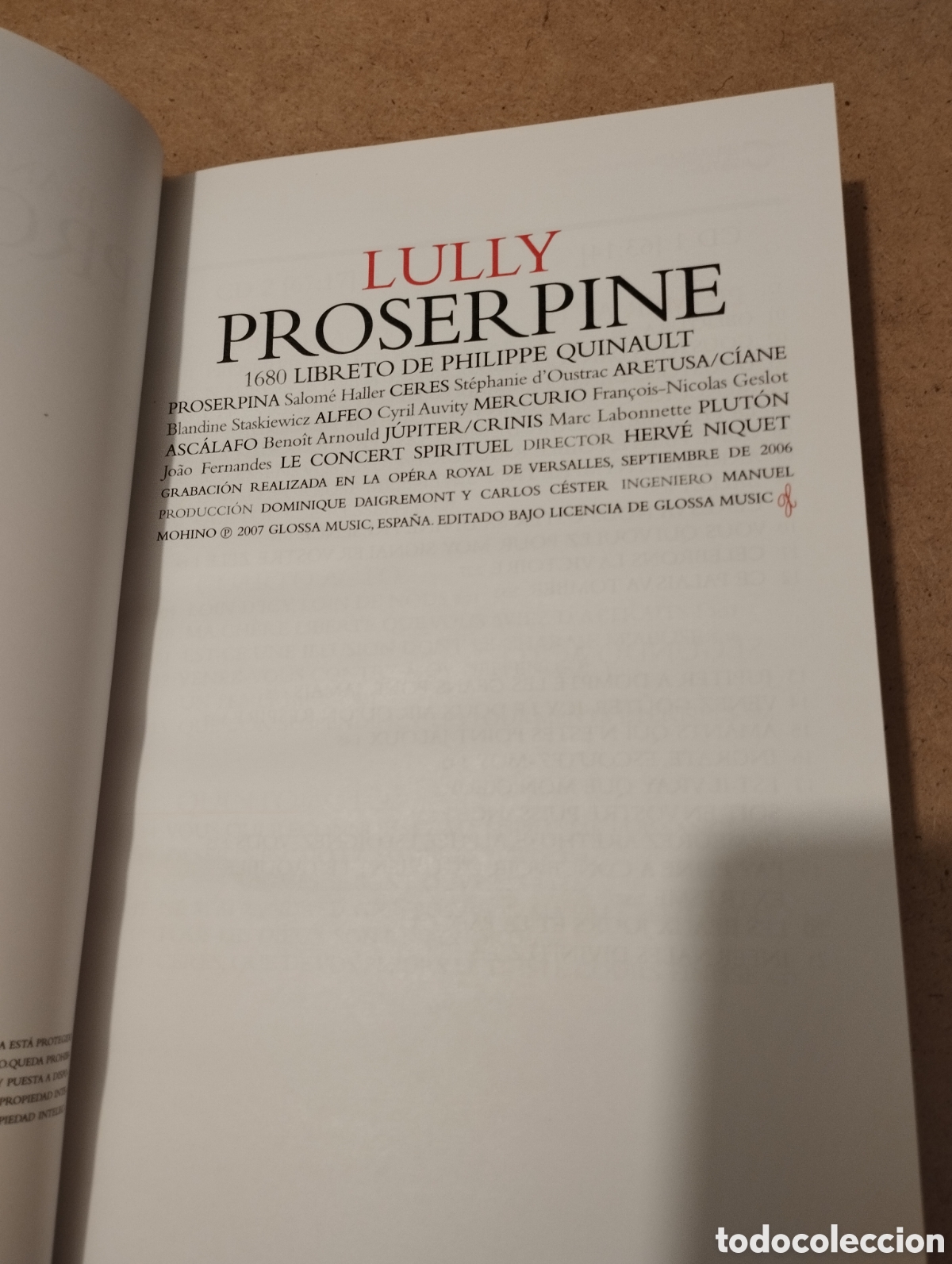 CDs de m&uacute;sica: LULLY. PROSERPINE (LIBRO + 2 CDS) EL PAIS - Foto 2