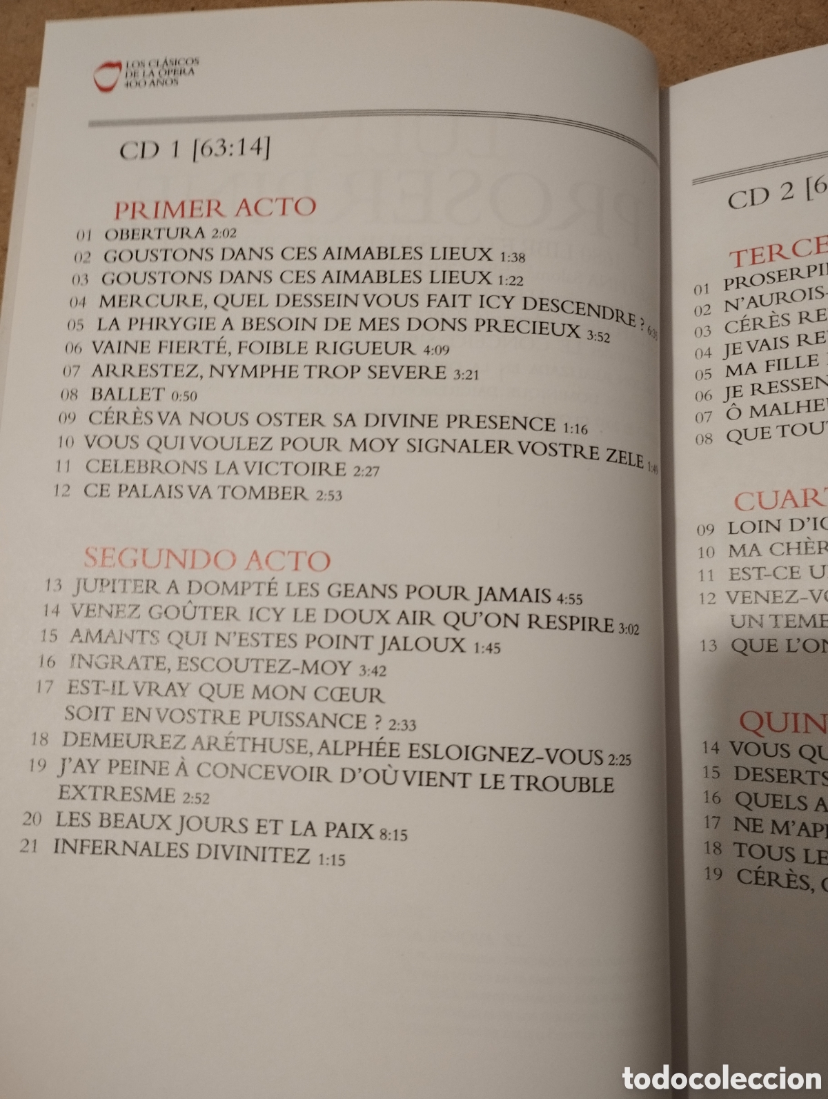 CDs de m&uacute;sica: LULLY. PROSERPINE (LIBRO + 2 CDS) EL PAIS - Foto 3