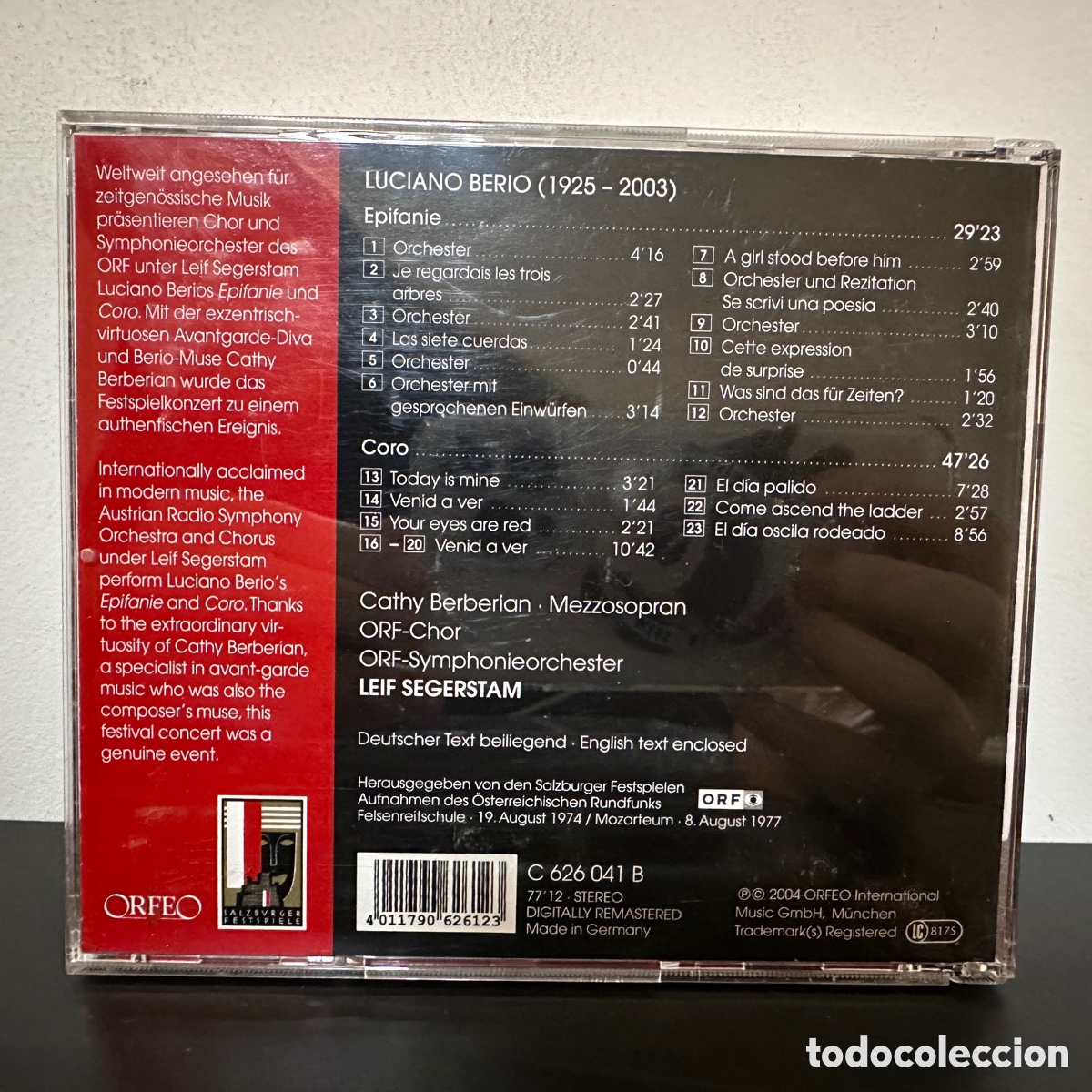 CDs de m&uacute;sica: Berio - Epifanie, Coro (CD) - Foto 2