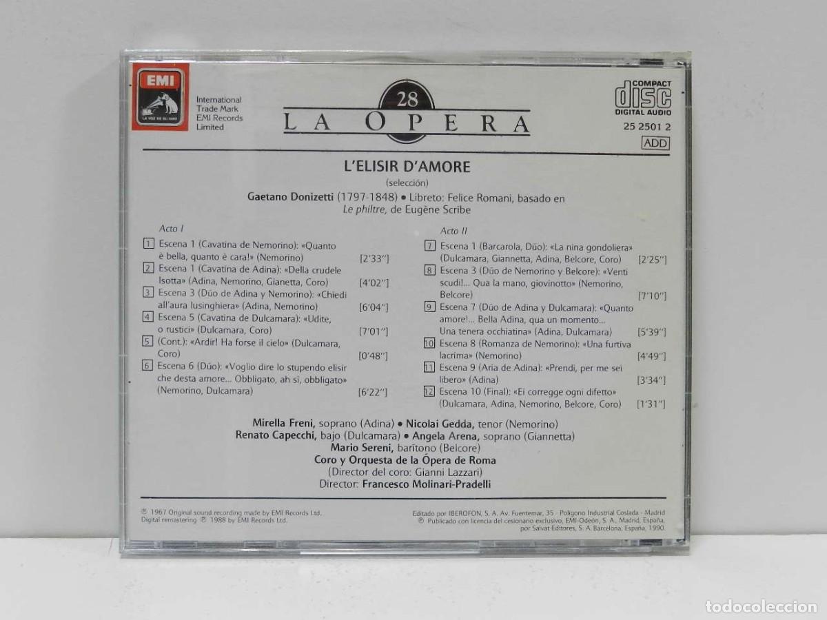 CDs de m&uacute;sica: DISCO CD. Donizetti &ndash; LElisir DAmore - La Opera. COMPACT DISC. - Foto 2