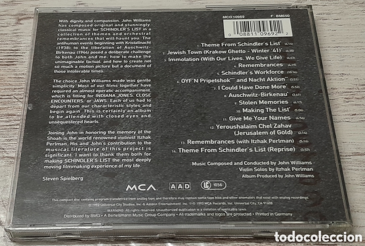 CDs de m&uacute;sica: SCHINDLERS LIST - BSO - Foto 2