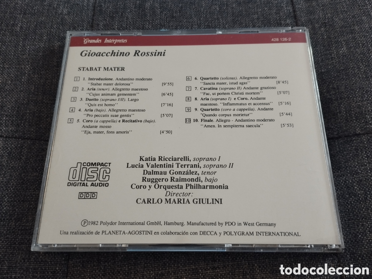 CDs de m&uacute;sica: GIULINI - ROSSINI / STABAT MATER (CD) - Foto 3