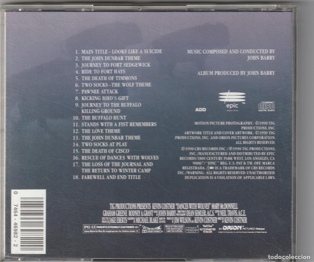 CDs de m&uacute;sica: B.S.O. DANCES WITH WOLVES - JOHN BARRY (CD EPIC 1990) - Foto 2