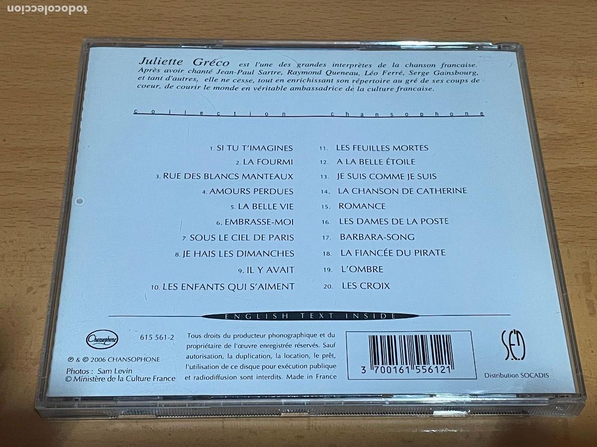 CDs de m&uacute;sica: JULIETTE GRECO - COLLECTION CHANSOPHONE 2006 - Foto 2