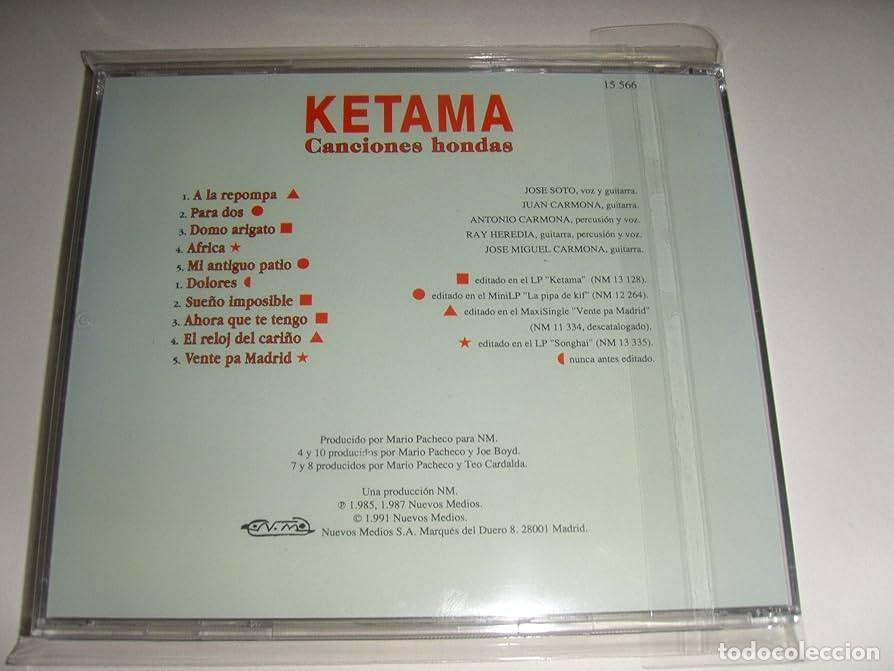 CDs de m&uacute;sica: Ketama &ndash; Canciones Hondas - CD - Foto 2