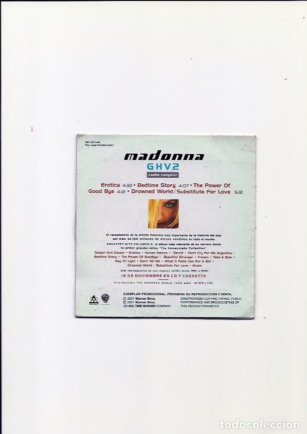 CDs de m&uacute;sica: MADONNA. GHV2. Radio sampler (cd single 2001) - Foto 2