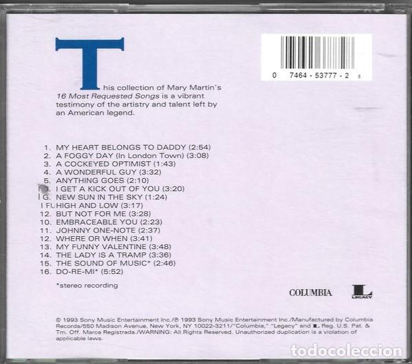 CDs de m&uacute;sica: Mary Martin &ndash; 16 Most Requested Songs - Foto 2