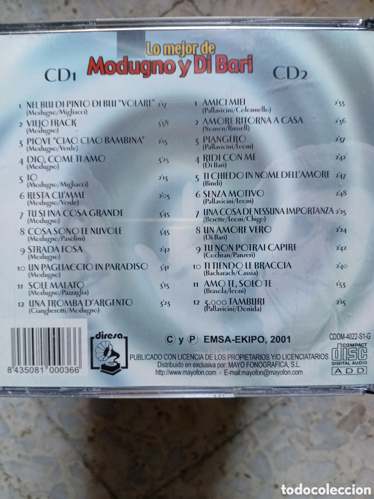 CDs de m&uacute;sica: 2 CD LO MEJOR DE MODUGNO Y DI BARI 2001 - Foto 2