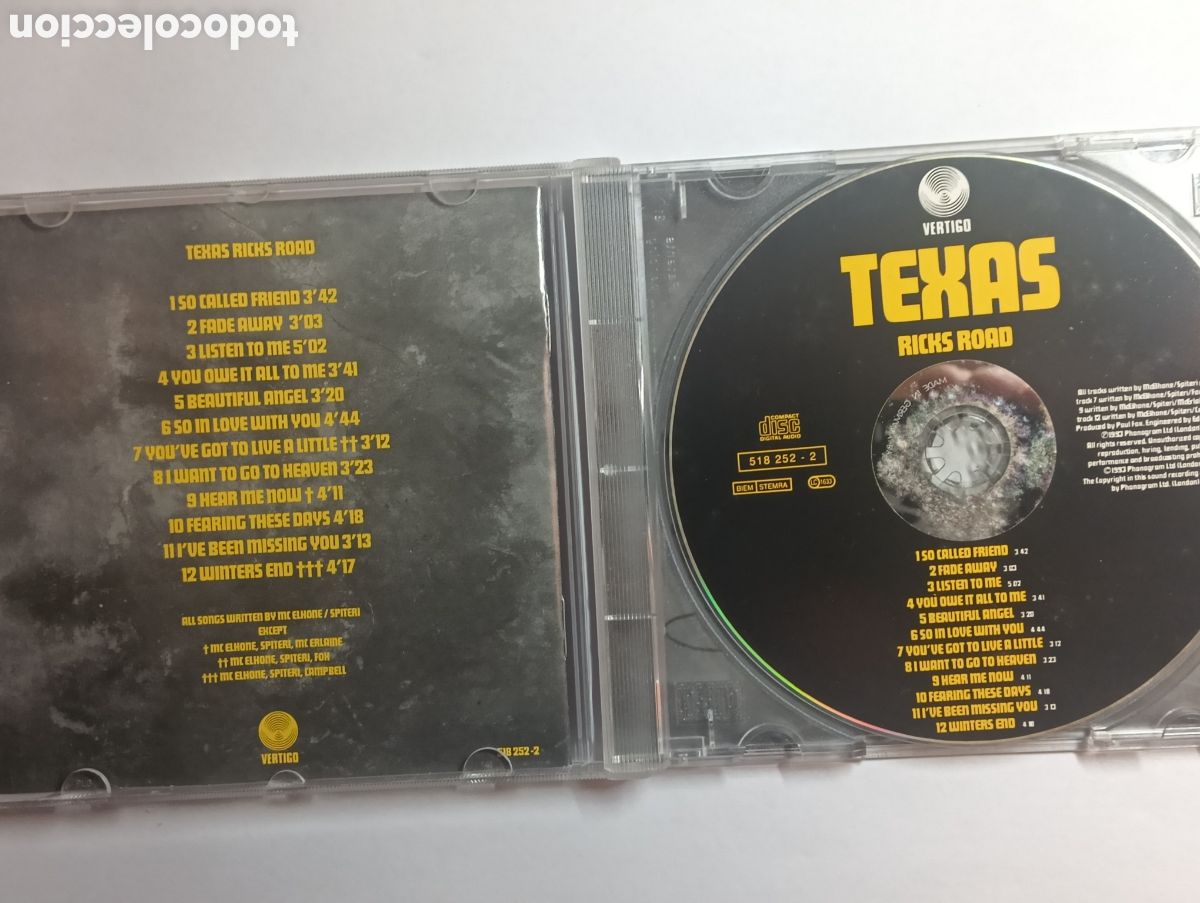 CDs de m&uacute;sica: CD TEXAS - Ricks Road - Vertigo 1993 - Foto 2