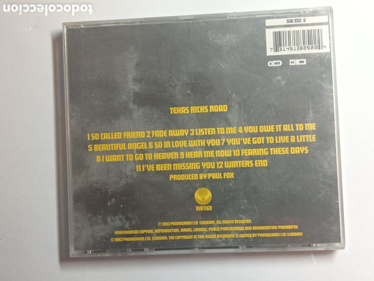 CDs de m&uacute;sica: CD TEXAS - Ricks Road - Vertigo 1993 - Foto 3
