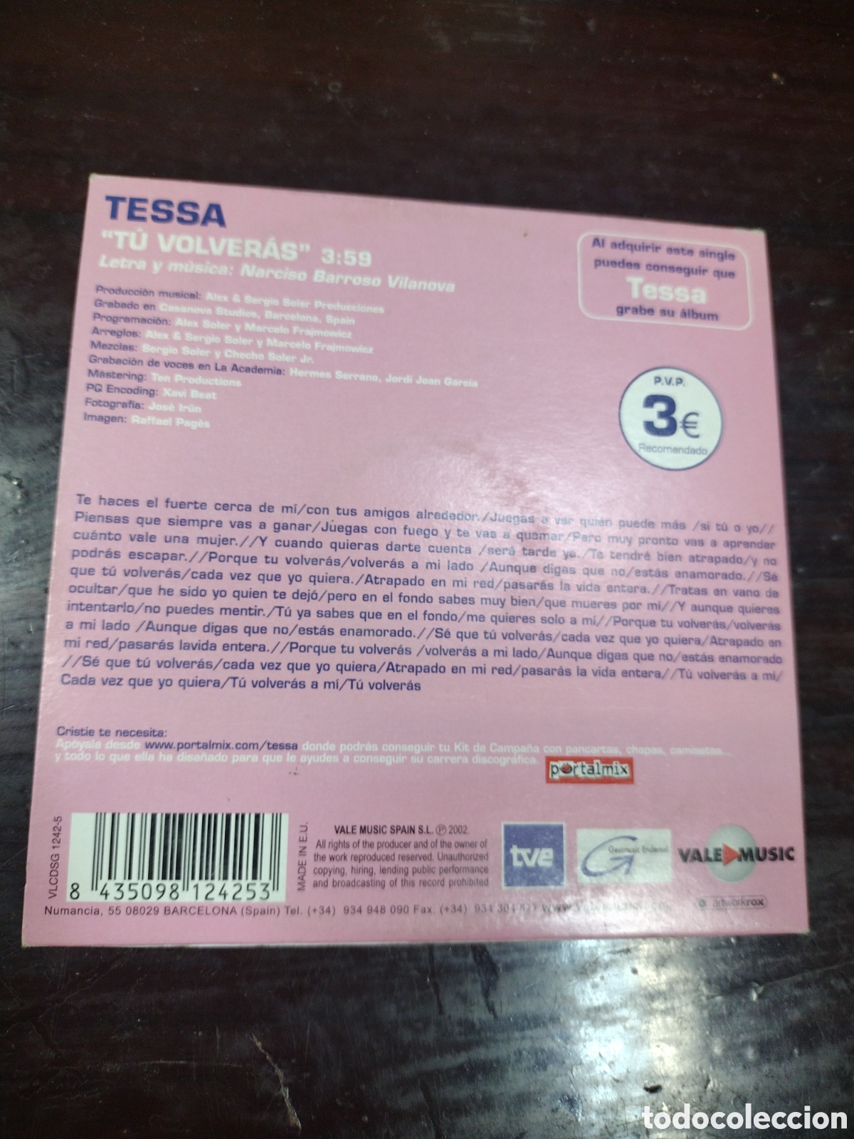 CDs de m&uacute;sica: TESSA. TU VOLVER&Aacute;S. CD - Foto 2