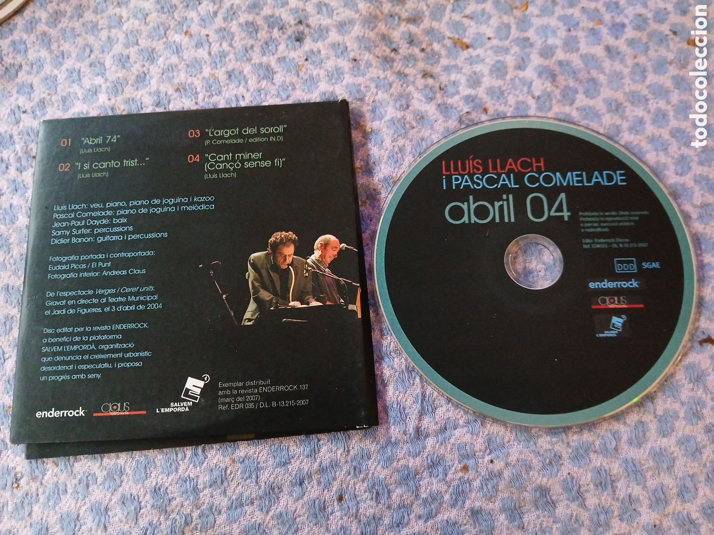 CDs de m&uacute;sica: LLUIS LLACH / PASCAL COMELADE - ABRIL 04 - CD CARDBOARD - C - - Foto 3