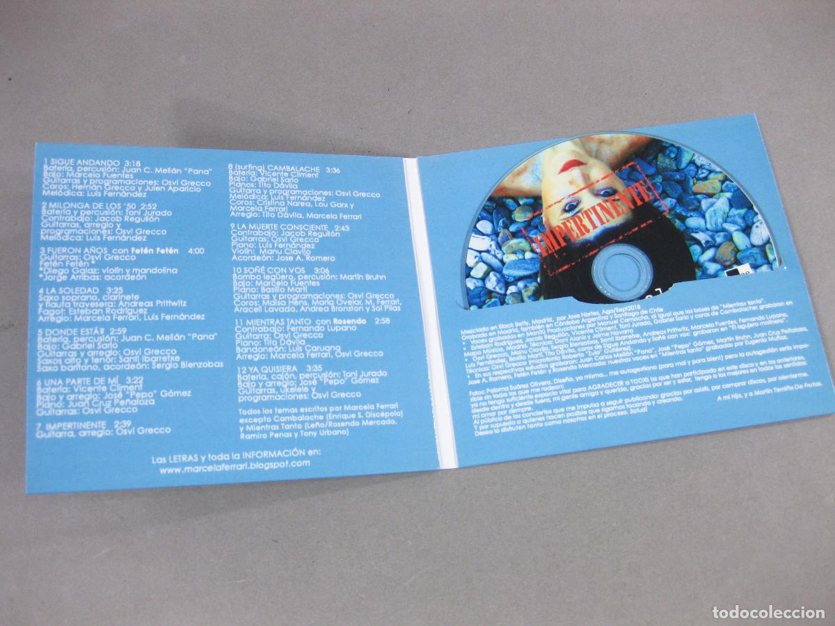 CDs de m&uacute;sica: CD DE MARCELA FERRARI. IMPERTINENTE. 2018 - Foto 2