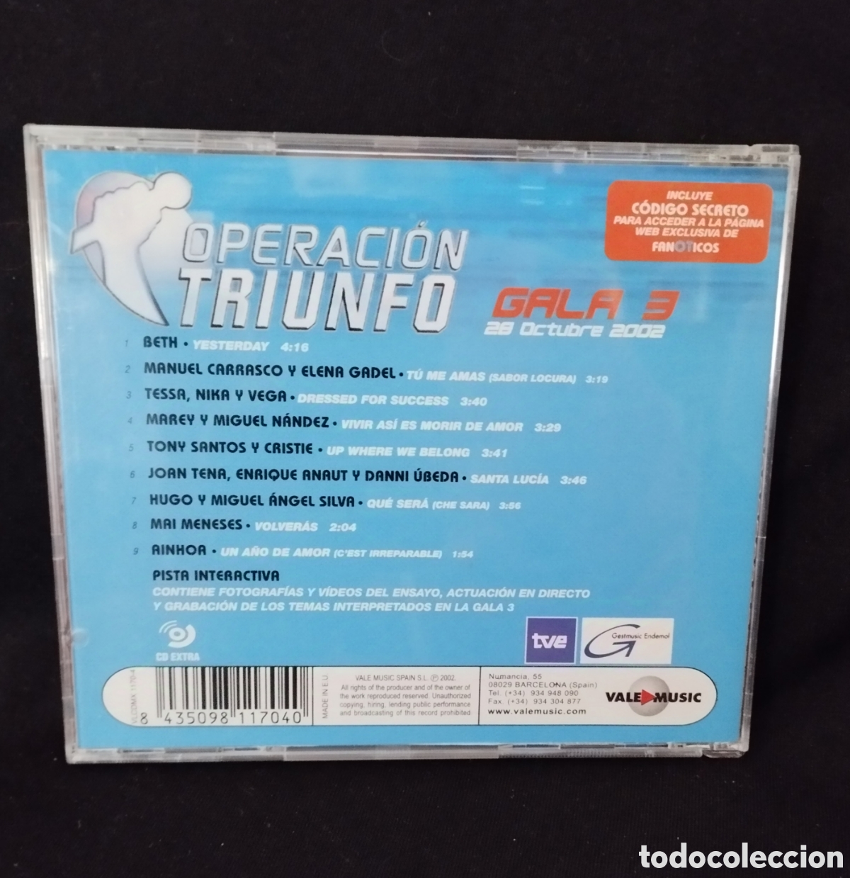CDs de m&uacute;sica: CD OPERACI&Oacute;N TRIUNFO GALA 3. - Foto 2