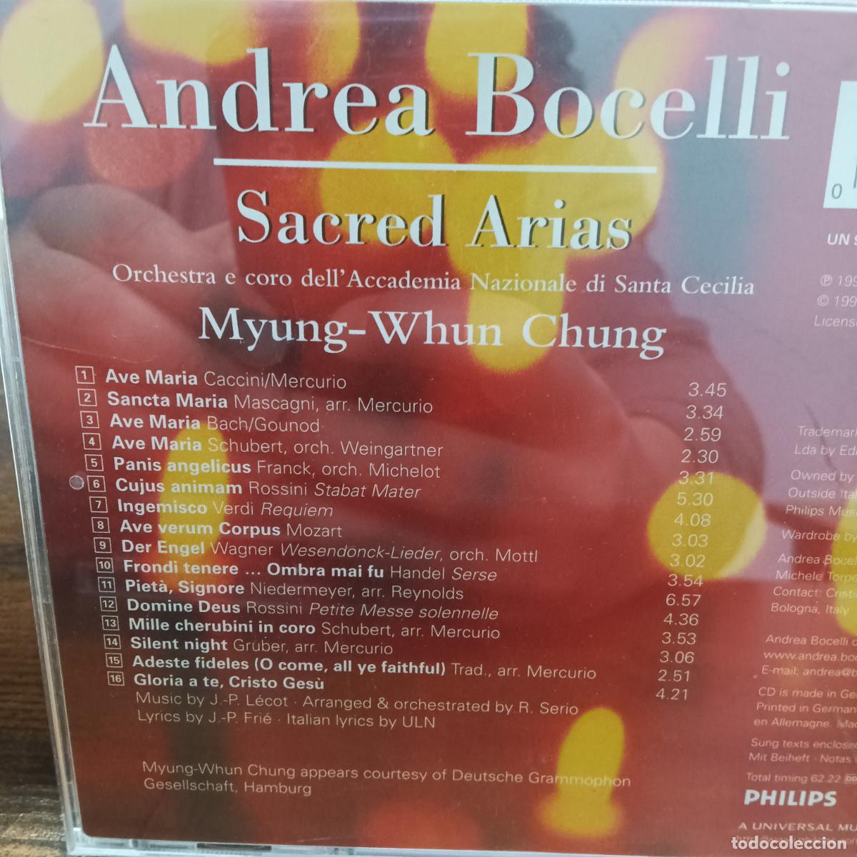 CDs de m&uacute;sica: ANDREA BOCELLI, SACRED ARIAS. CD - Foto 2