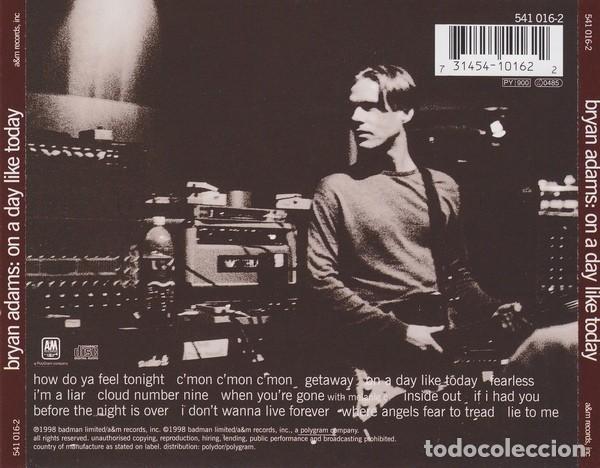 CDs de m&uacute;sica: BRYAN ADAMS &lrm;&ndash; ON A DAY LIKE TODAY CD 1998 - Foto 2
