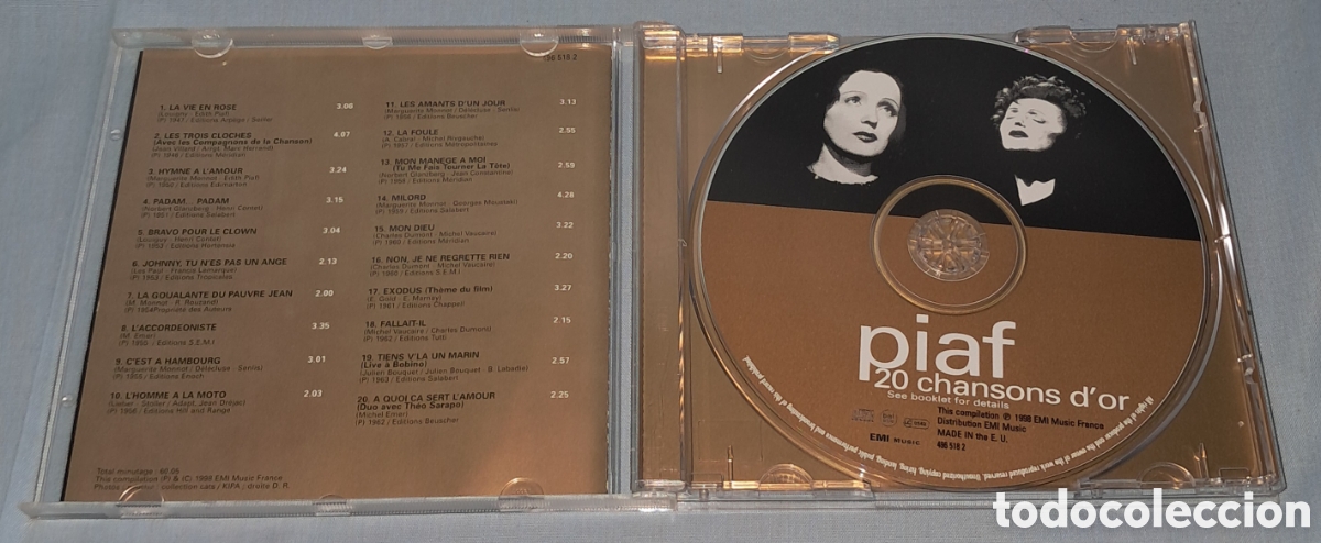 CDs de m&uacute;sica: CD EDITH PIAF 20 CHANSON DOR, EMI 1998 - Foto 2
