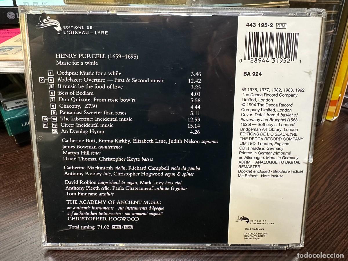 CDs de m&uacute;sica: Purcell - Christopher Hogwood - Music For A While (CD, Comp) - Foto 2