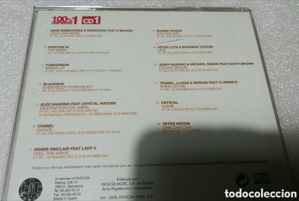 CDs de m&uacute;sica: 100% numeros 1 del dance CD 1 - Foto 2
