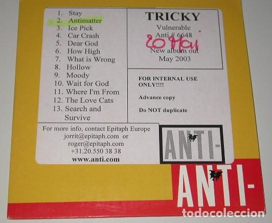 CDs de m&uacute;sica: TRICKY PROMO CD VULNERABLE NM M - Foto 1