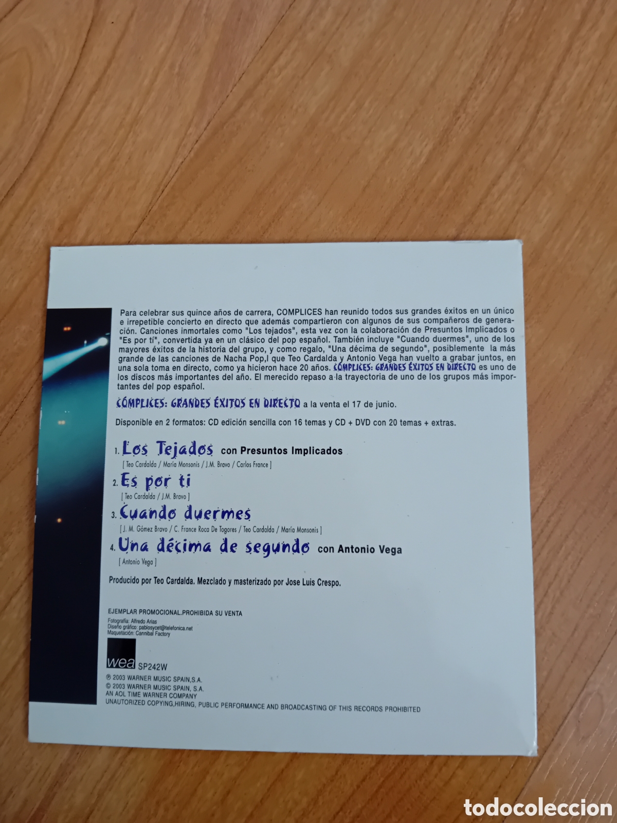 CDs de m&uacute;sica: COMPLICES. GRANDES EXITOS EN DIRECTO - Foto 2