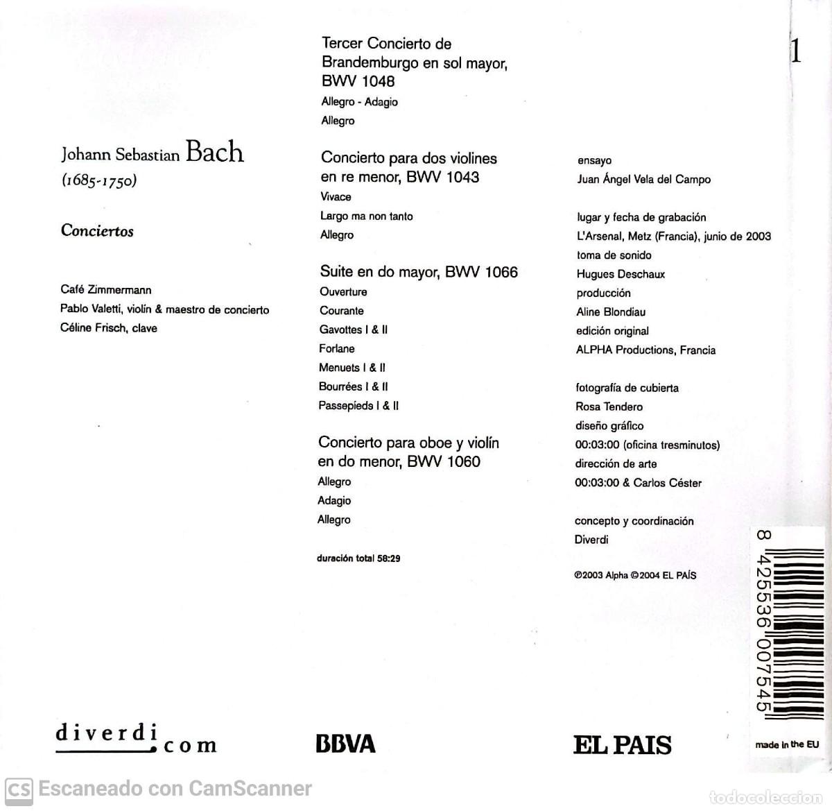 CDs de m&uacute;sica: Bach* - Caf&eacute; Zimmermann &lrm;&ndash; Conciertos - Foto 2