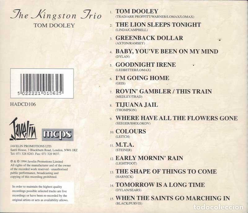 CDs de m&uacute;sica: The Kingston Trio - Tom Dooley. CD - Foto 2