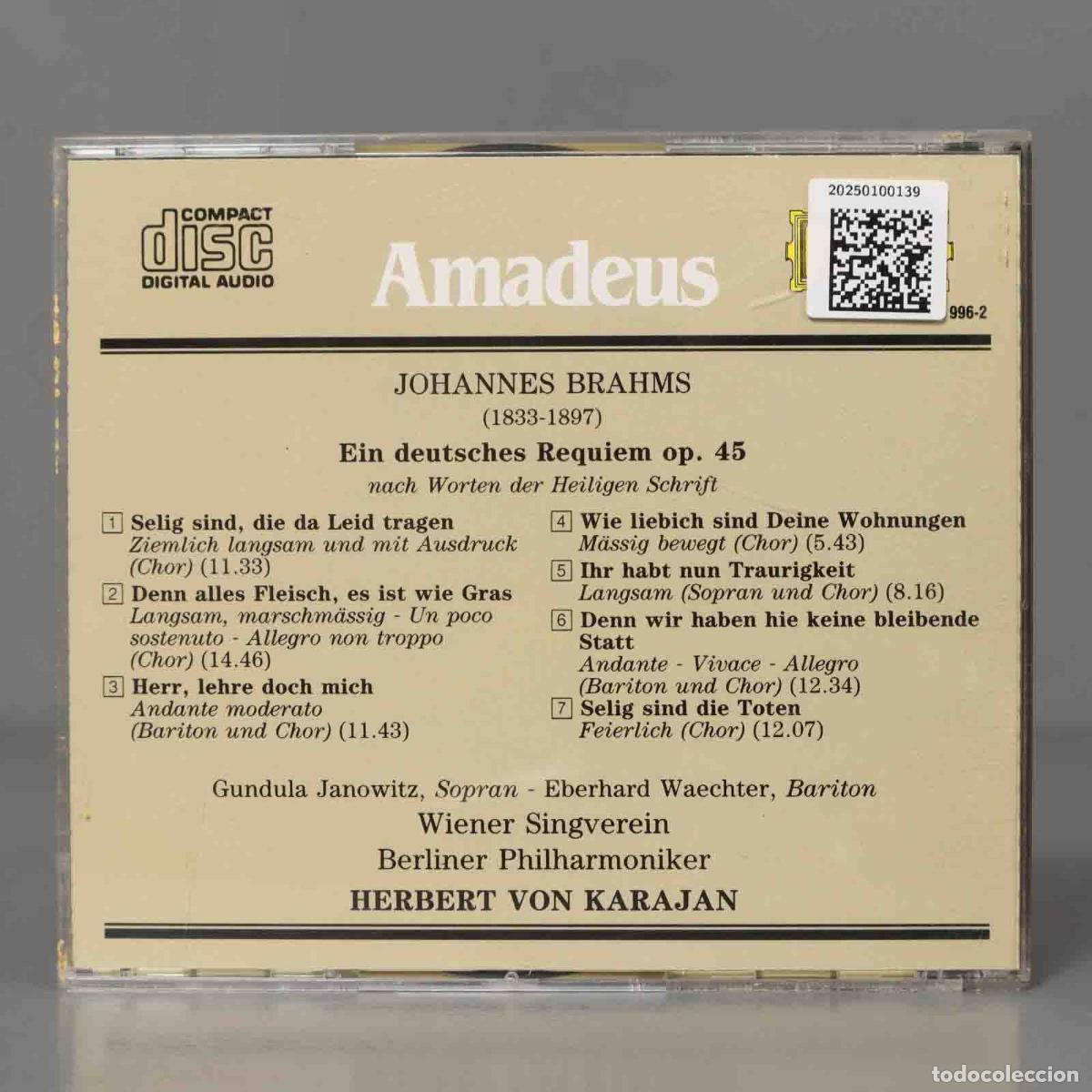 CDs de m&uacute;sica: CD. J. BRAHMS Ein deutsches Requiem. KARAJAN - Foto 2