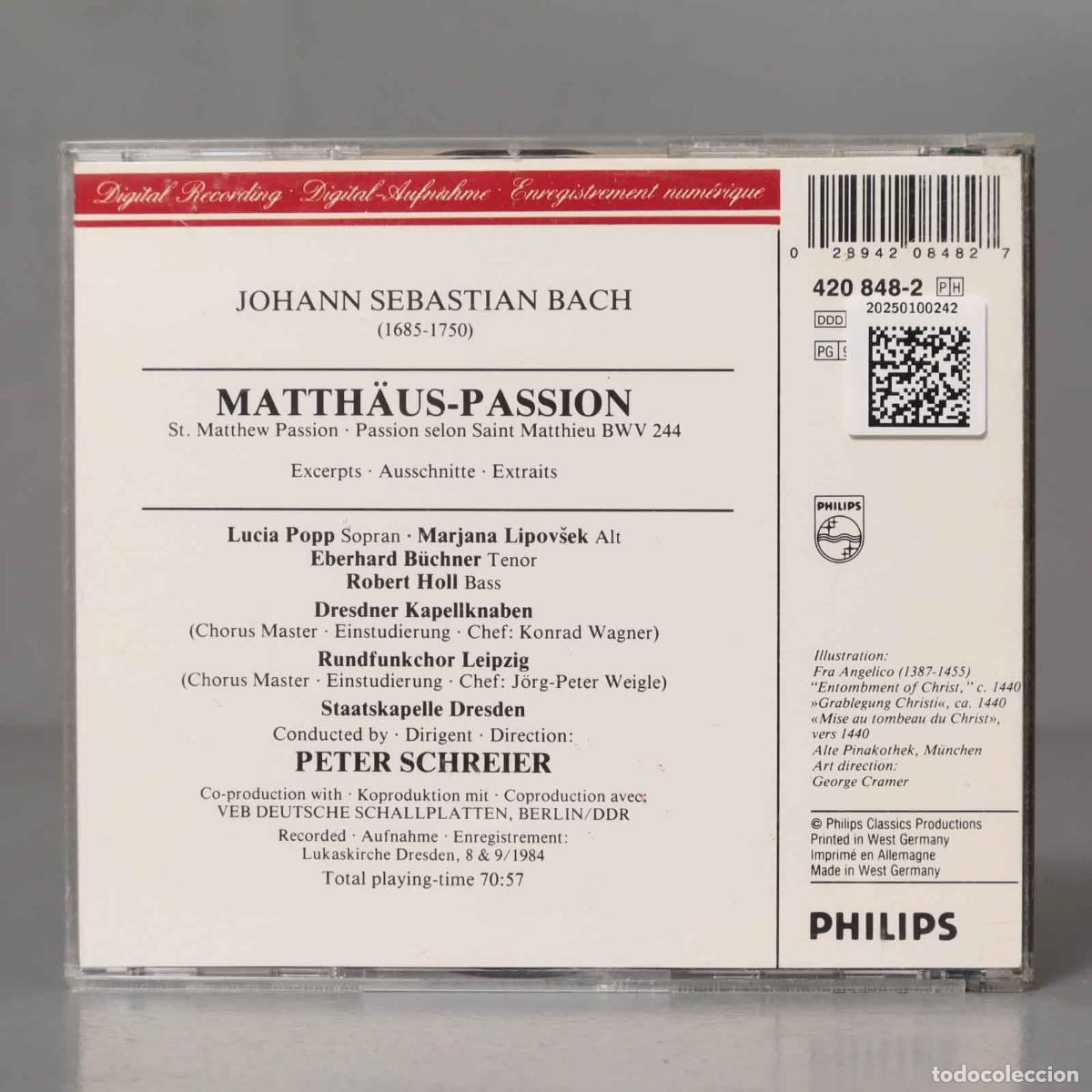 CDs de m&uacute;sica: CD. Matth&auml;us-Passion Highlights. BACH. SCHREIER - Foto 2