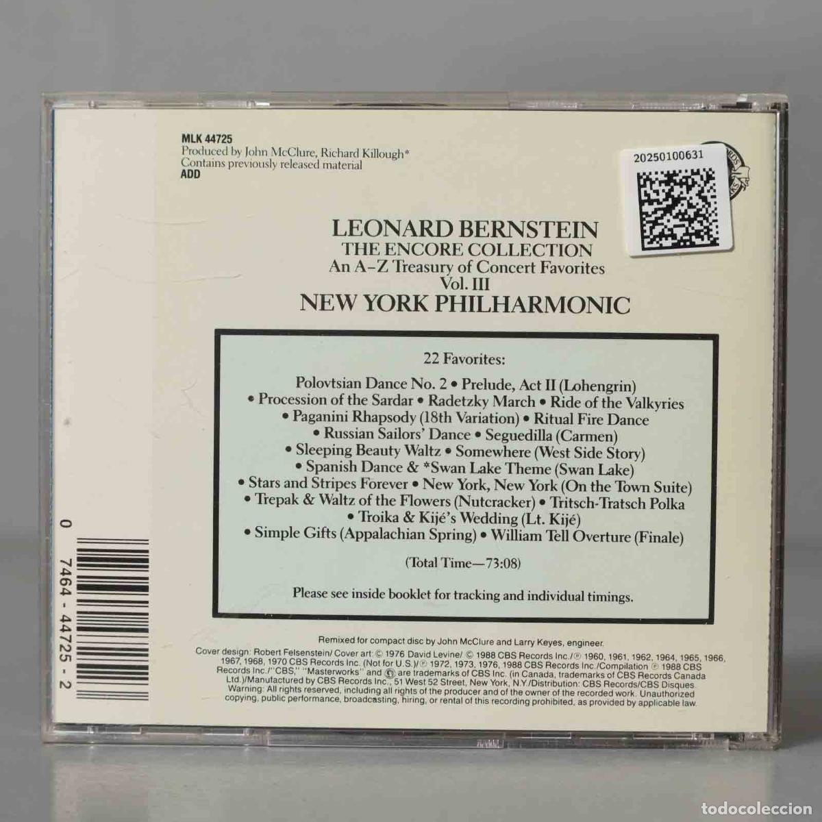 CDs de m&uacute;sica: CD. Bernstein, Leonard : Encore Collection 3 - Foto 2